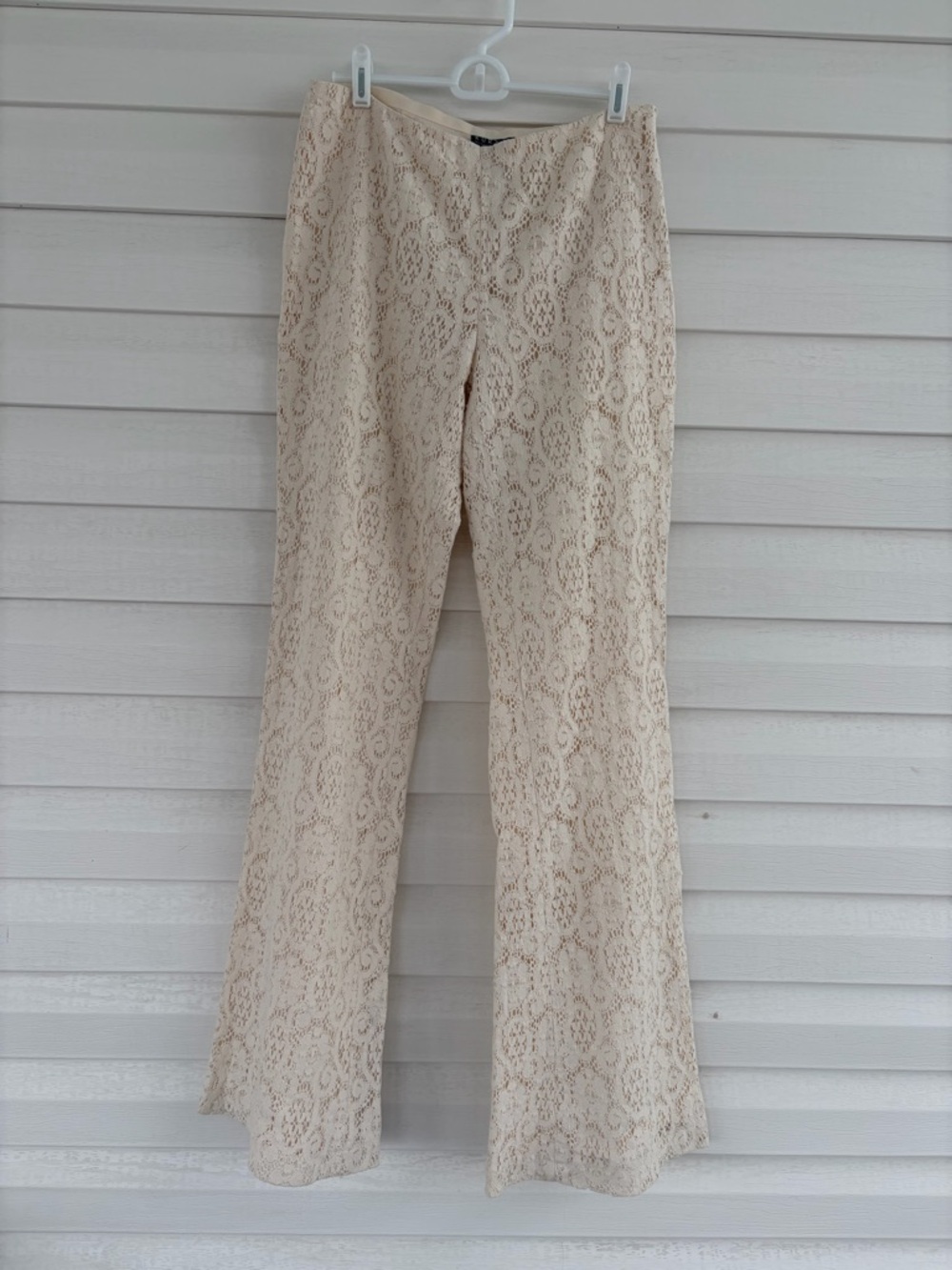 Vintage KORS Cream Lace Flare Pants • Boho Bridal Festival Statement Pants - Picture 1 of 12